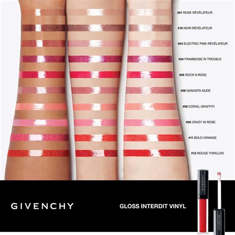 givenchy interdit vinyl swatch|Givenchy gloss interdit vinyl swatches.